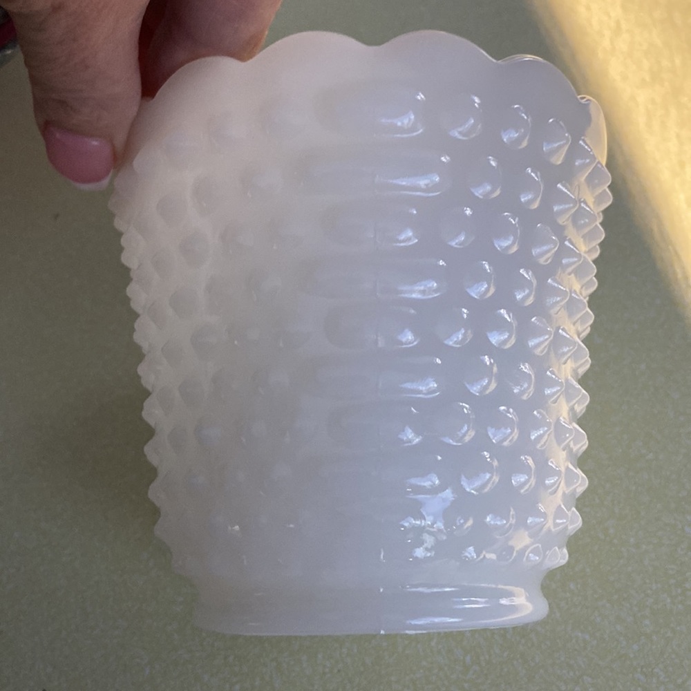 Vintage Fire king oven ware small milk glass hobnail dish A12 - Picture 6 of 12